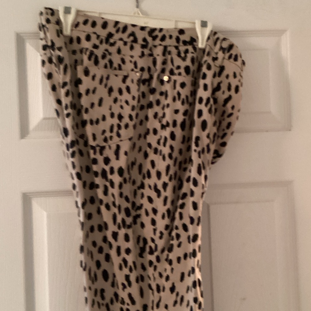 Chico's Tan and Black Leopard Print Straight Leg Pants Size 3 NWOT